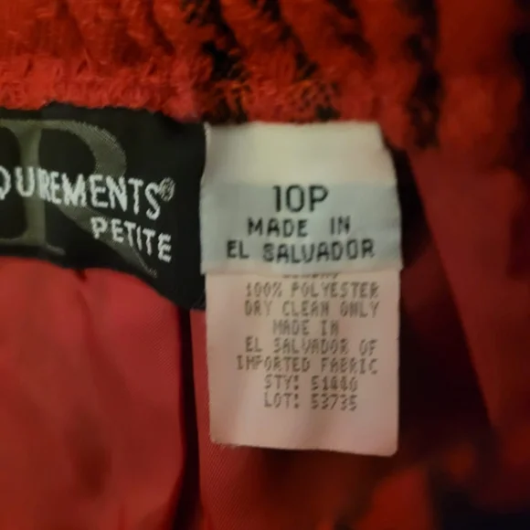 Vtg Requirements Sz 10P Below Knee  Wool Blend Straight Skirt Red Black … - Picture 5 of 7